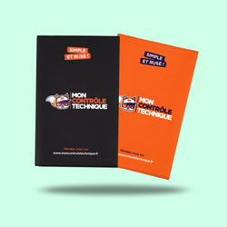 Pochette carte grise Mon Contrôle Technique – noire ou orange (25 pièces)